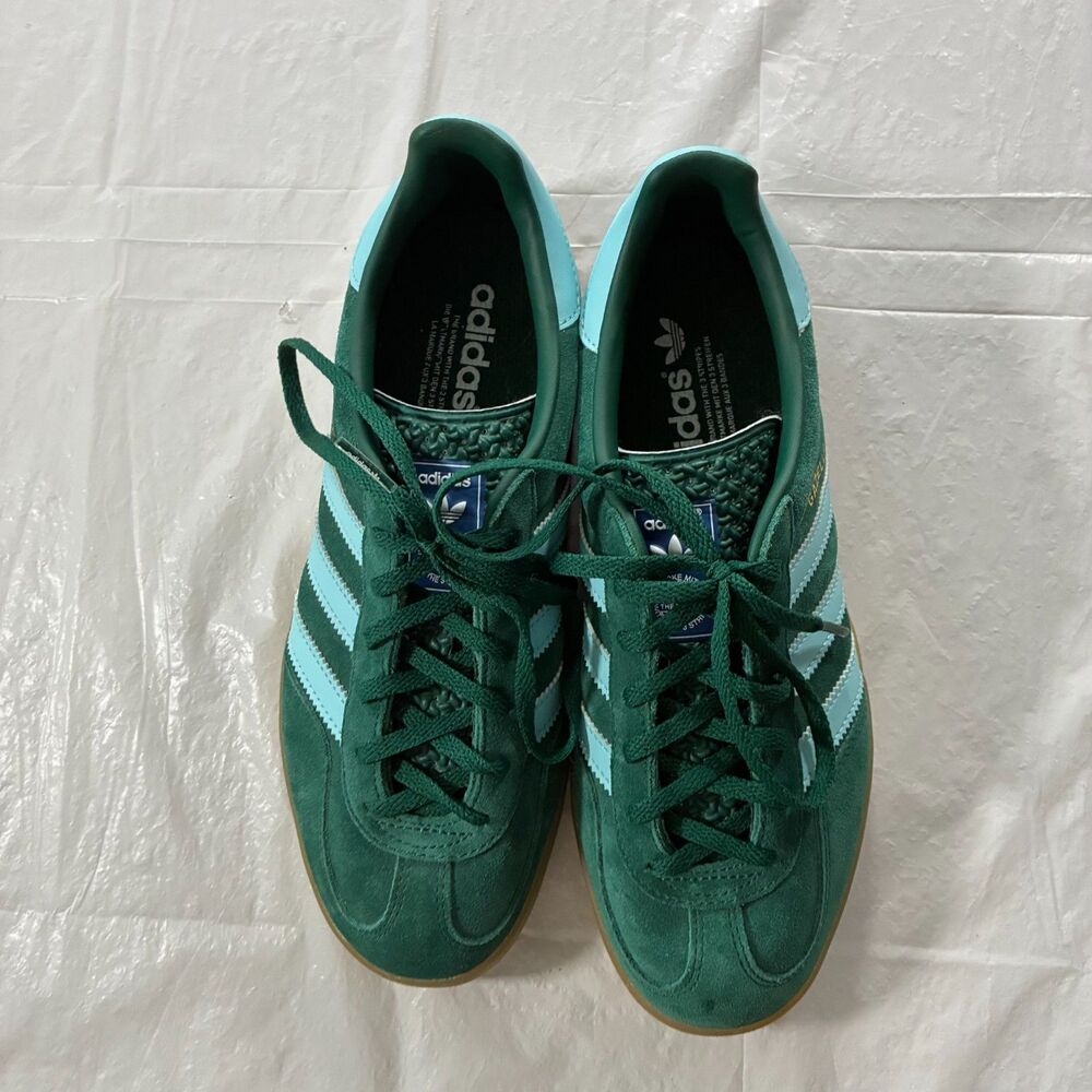 Adidas Gazelle Green Light Blue W Size 7 Suede Sneakers Low Top Colorful Logo - Picture 2 of 7
